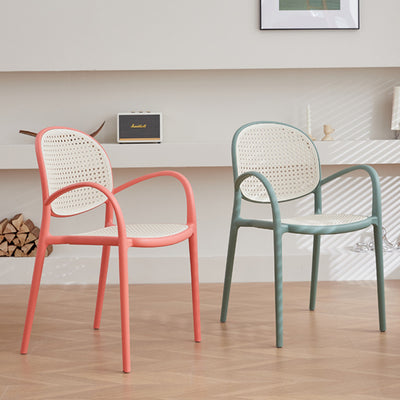 Modern Minimalist Square PP Stackable Backrest Armrest Dining Chair For Dining Room