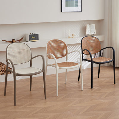 Modern Minimalist Square PP Stackable Backrest Armrest Dining Chair For Dining Room