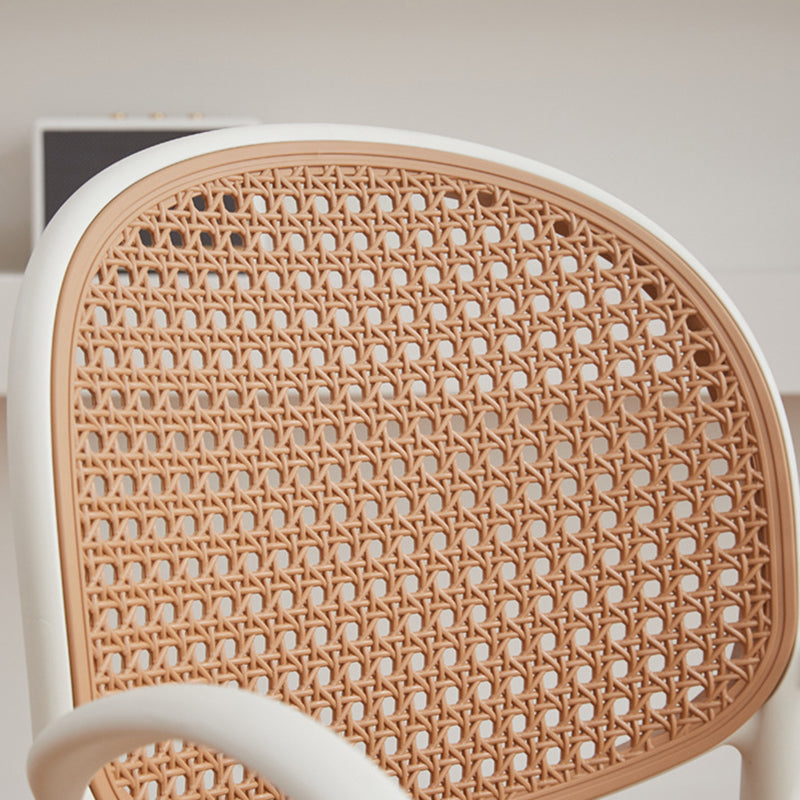 Modern Minimalist Square PP Stackable Backrest Armrest Dining Chair For Dining Room