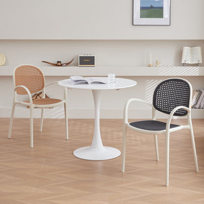 Modern Minimalist Square PP Stackable Backrest Armrest Dining Chair For Dining Room