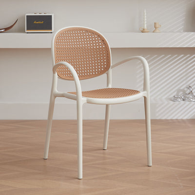 Modern Minimalist Square PP Stackable Backrest Armrest Dining Chair For Dining Room