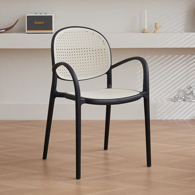 Modern Minimalist Square PP Stackable Backrest Armrest Dining Chair For Dining Room