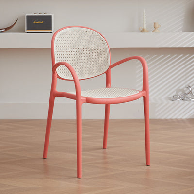 Modern Minimalist Square PP Stackable Backrest Armrest Dining Chair For Dining Room