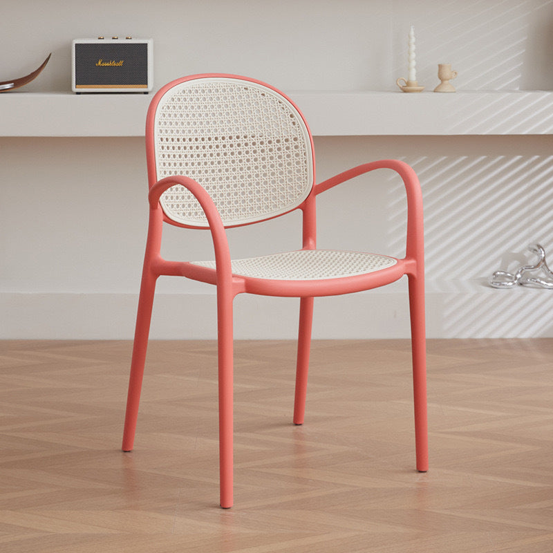 Modern Minimalist Square PP Stackable Backrest Armrest Dining Chair For Dining Room