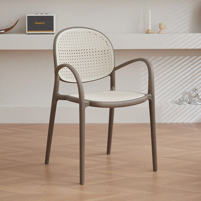 Modern Minimalist Square PP Stackable Backrest Armrest Dining Chair For Dining Room