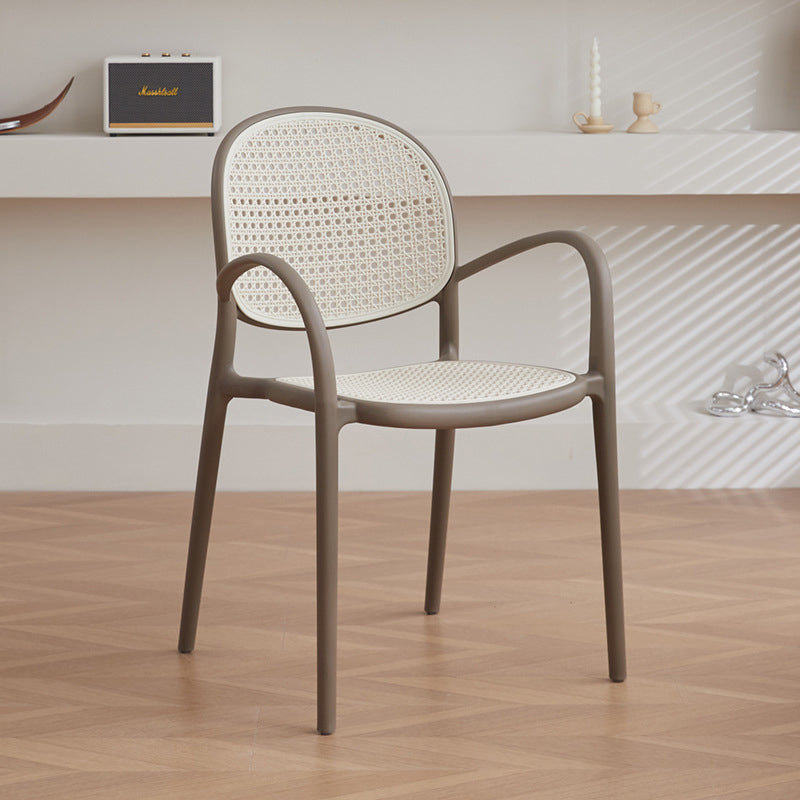 Modern Minimalist Square PP Stackable Backrest Armrest Dining Chair For Dining Room