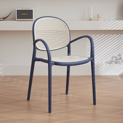 Modern Minimalist Square PP Stackable Backrest Armrest Dining Chair For Dining Room