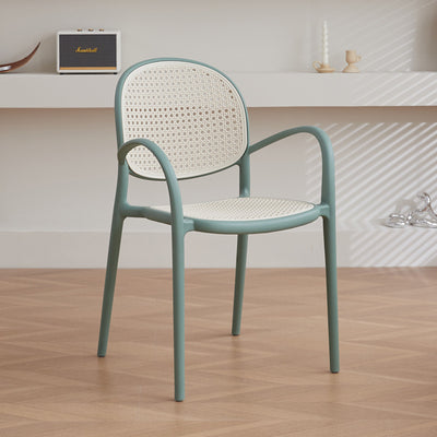 Modern Minimalist Square PP Stackable Backrest Armrest Dining Chair For Dining Room