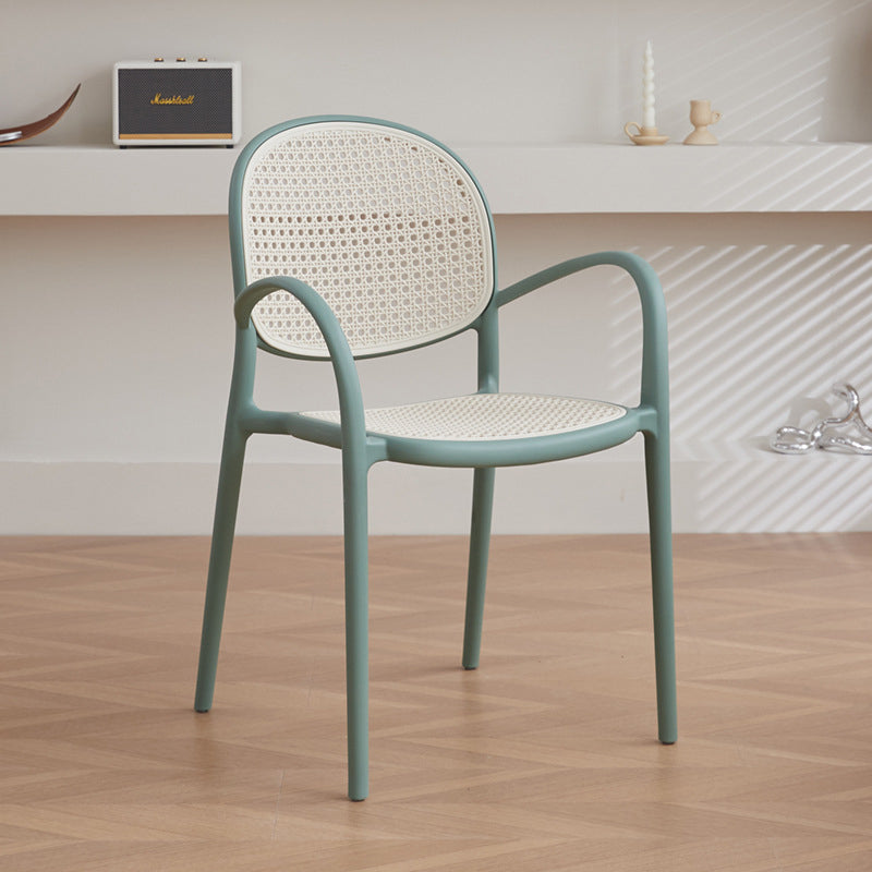 Modern Minimalist Square PP Stackable Backrest Armrest Dining Chair For Dining Room