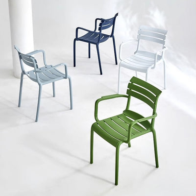 Contemporary Scandinavian Square PP Armrest Backrest Stackable Dining Chair For Dining Room