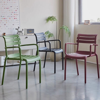 Contemporary Scandinavian Square PP Armrest Backrest Stackable Dining Chair For Dining Room