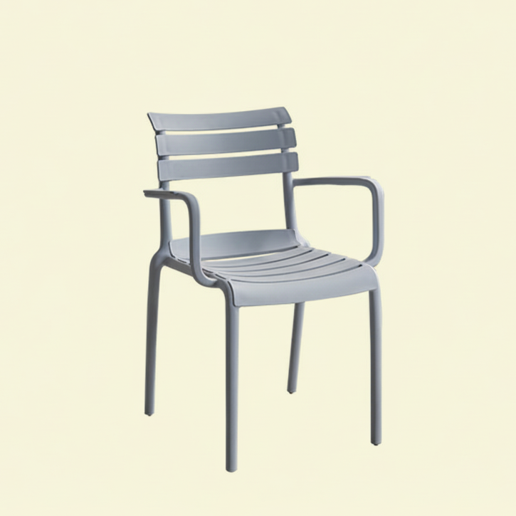 Contemporary Scandinavian Square PP Armrest Backrest Stackable Dining Chair For Dining Room