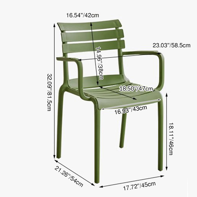 Contemporary Scandinavian Square PP Armrest Backrest Stackable Dining Chair For Dining Room