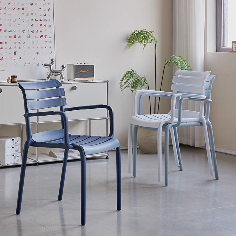 Contemporary Scandinavian Square PP Armrest Backrest Stackable Dining Chair For Dining Room