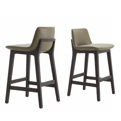 Contemporary Scandinavian Square PU Leather Ash Wood Solid Back Bar Stool For Kitchen