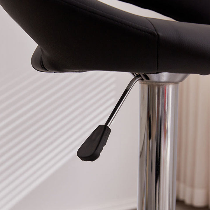 Tabouret de bar moderne minimaliste rond en similicuir PU et acier, réglable en hauteur, pivotant avec dossier pour cuisine 