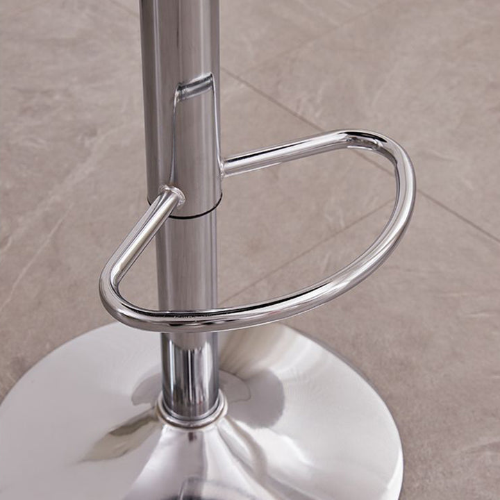 Tabouret de bar moderne minimaliste rond en similicuir PU et acier, réglable en hauteur, pivotant avec dossier pour cuisine 