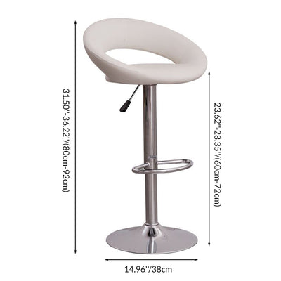 Modern Minimalist Round PU Leather Steel Height-Adjustable Swivel Backrest Bar Stool For Kitchen