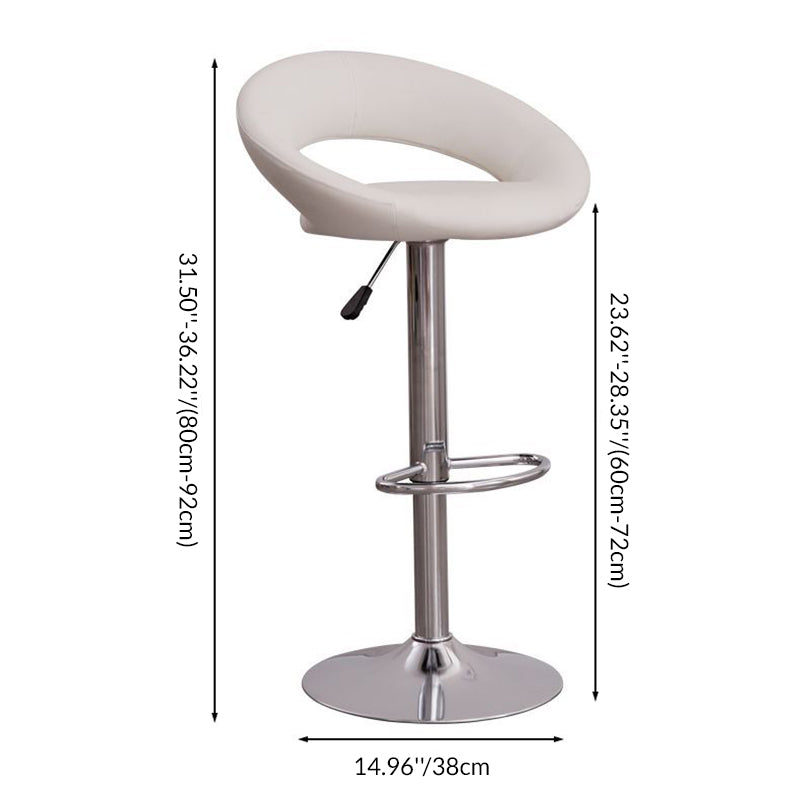 Modern Minimalist Round PU Leather Steel Height-Adjustable Swivel Backrest Bar Stool For Kitchen