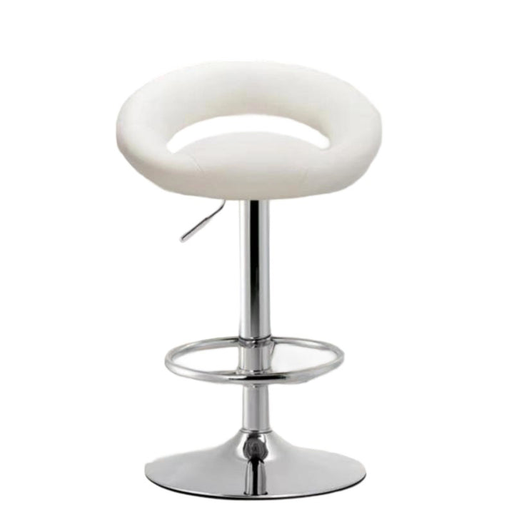 Tabouret de bar moderne minimaliste rond en similicuir PU et acier, réglable en hauteur, pivotant avec dossier pour cuisine 