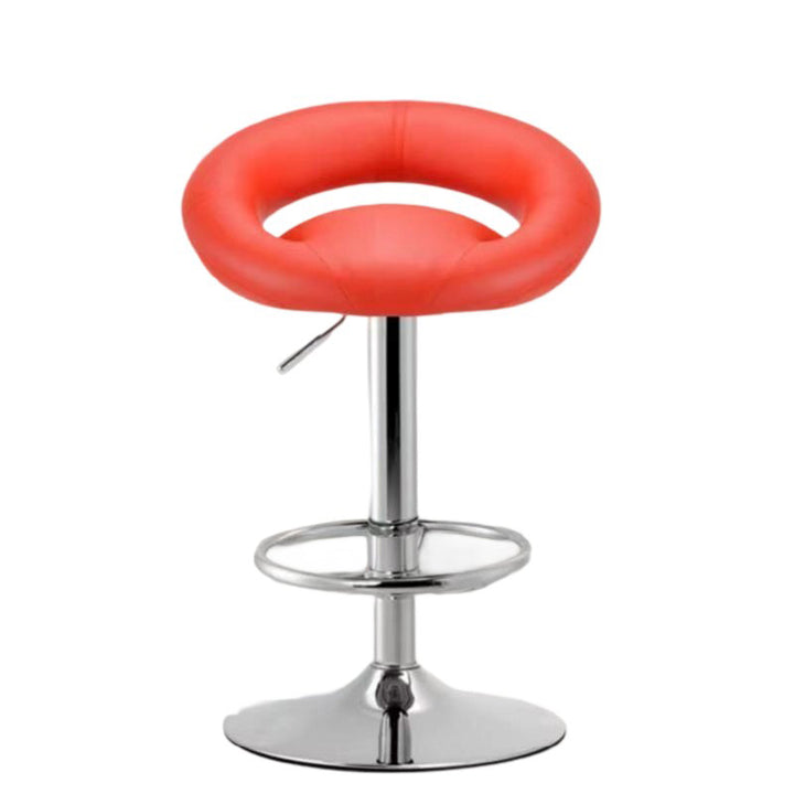 Tabouret de bar moderne minimaliste rond en similicuir PU et acier, réglable en hauteur, pivotant avec dossier pour cuisine 