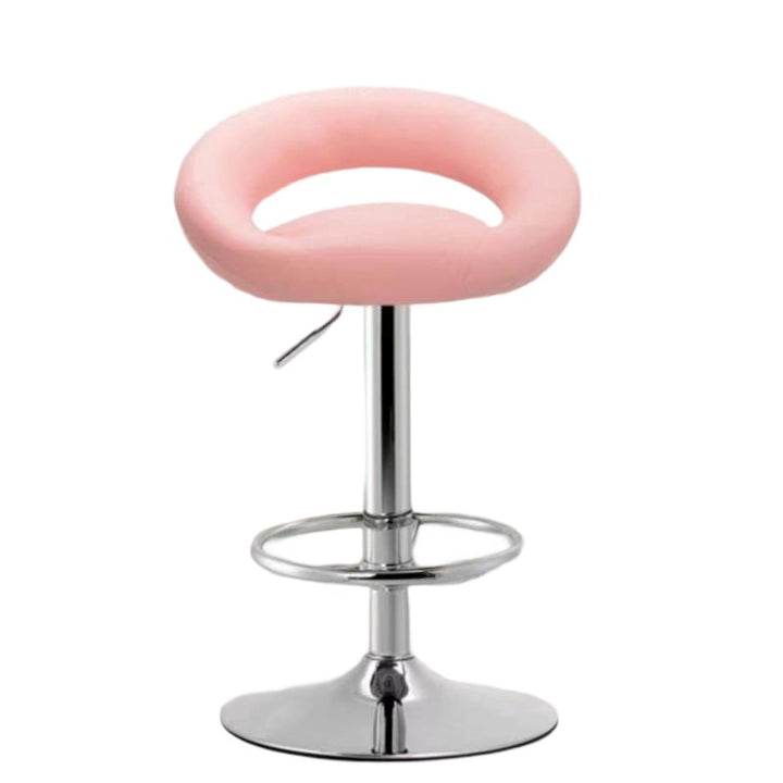 Tabouret de bar moderne minimaliste rond en similicuir PU et acier, réglable en hauteur, pivotant avec dossier pour cuisine 