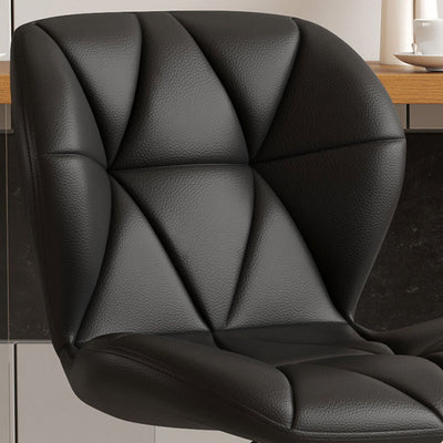 Contemporary Scandinavian Square PU Leather Iron Height-Adjustable Swivel Backrest Bar Stool For Kitchen