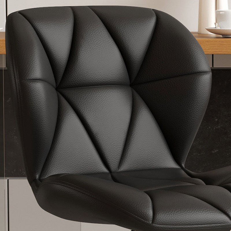 Contemporary Scandinavian Square PU Leather Iron Height-Adjustable Swivel Backrest Bar Stool For Kitchen