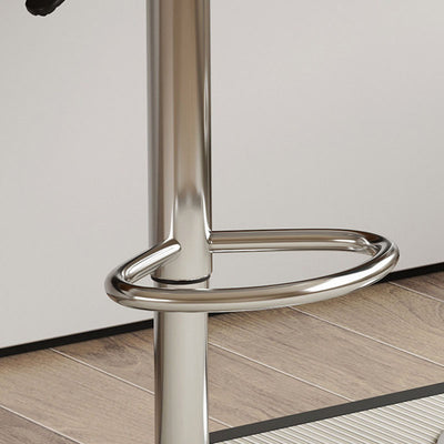 Contemporary Scandinavian Square PU Leather Iron Height-Adjustable Swivel Backrest Bar Stool For Kitchen