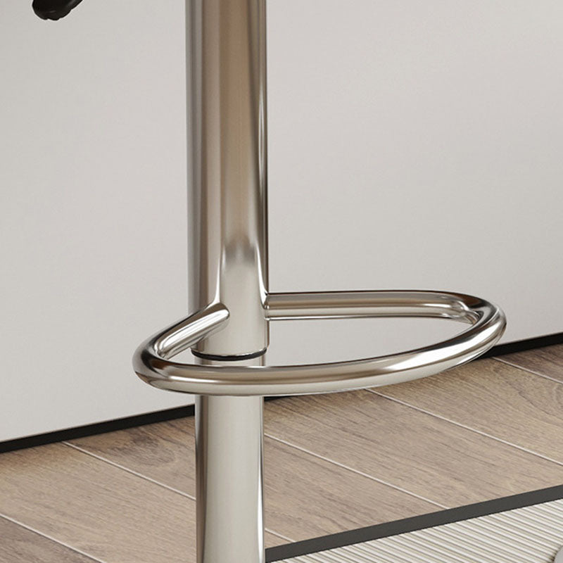 Contemporary Scandinavian Square PU Leather Iron Height-Adjustable Swivel Backrest Bar Stool For Kitchen