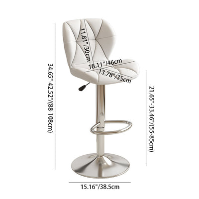Contemporary Scandinavian Square PU Leather Iron Height-Adjustable Swivel Backrest Bar Stool For Kitchen