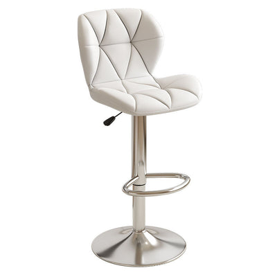 Contemporary Scandinavian Square PU Leather Iron Height-Adjustable Swivel Backrest Bar Stool For Kitchen