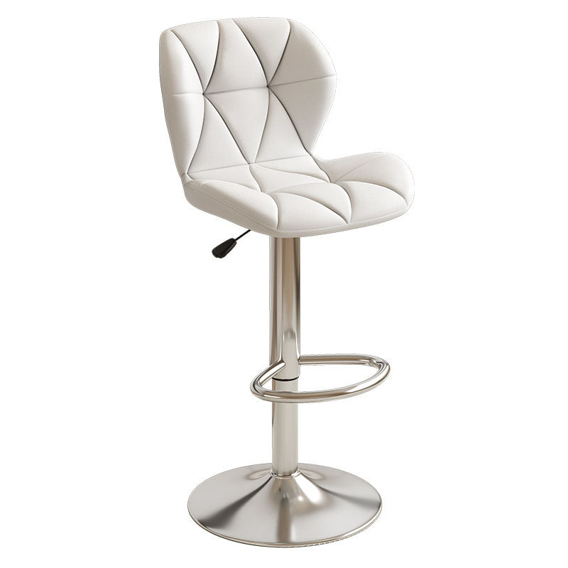 Contemporary Scandinavian Square PU Leather Iron Height-Adjustable Swivel Backrest Bar Stool For Kitchen