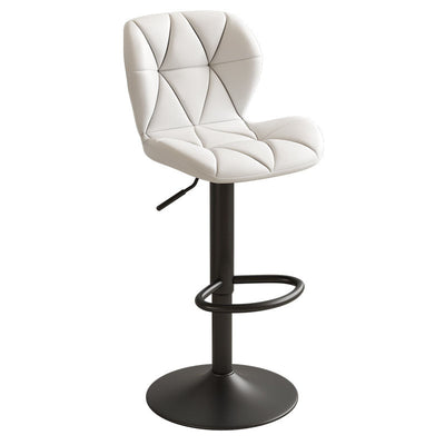 Contemporary Scandinavian Square PU Leather Iron Height-Adjustable Swivel Backrest Bar Stool For Kitchen