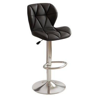 Contemporary Scandinavian Square PU Leather Iron Height-Adjustable Swivel Backrest Bar Stool For Kitchen
