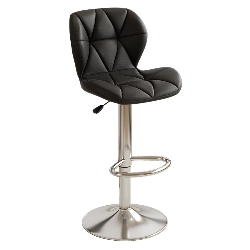 Contemporary Scandinavian Square PU Leather Iron Height-Adjustable Swivel Backrest Bar Stool For Kitchen