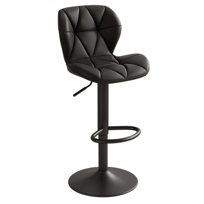 Contemporary Scandinavian Square PU Leather Iron Height-Adjustable Swivel Backrest Bar Stool For Kitchen