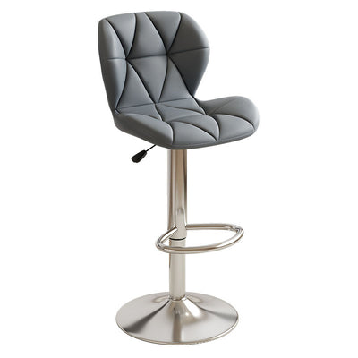 Contemporary Scandinavian Square PU Leather Iron Height-Adjustable Swivel Backrest Bar Stool For Kitchen
