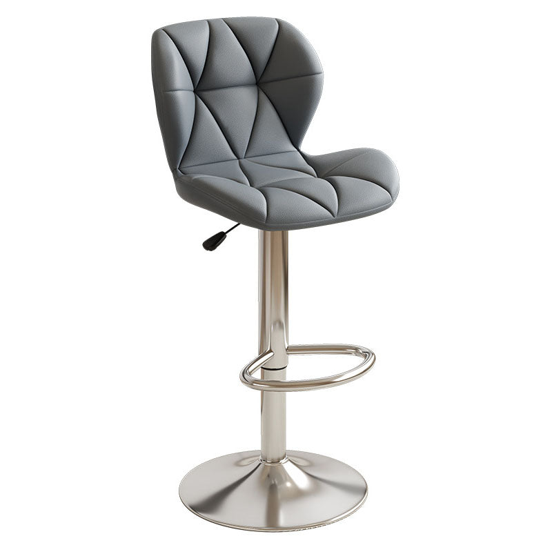 Contemporary Scandinavian Square PU Leather Iron Height-Adjustable Swivel Backrest Bar Stool For Kitchen