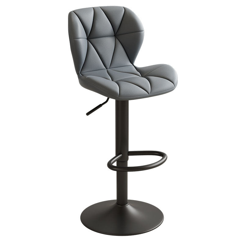 Contemporary Scandinavian Square PU Leather Iron Height-Adjustable Swivel Backrest Bar Stool For Kitchen