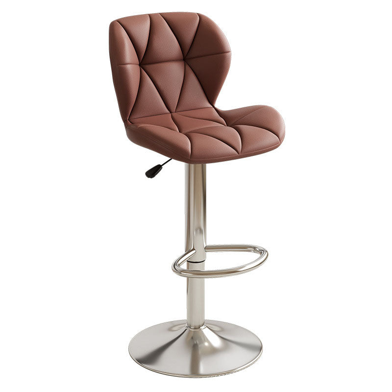 Contemporary Scandinavian Square PU Leather Iron Height-Adjustable Swivel Backrest Bar Stool For Kitchen