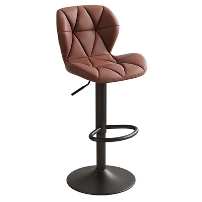 Contemporary Scandinavian Square PU Leather Iron Height-Adjustable Swivel Backrest Bar Stool For Kitchen