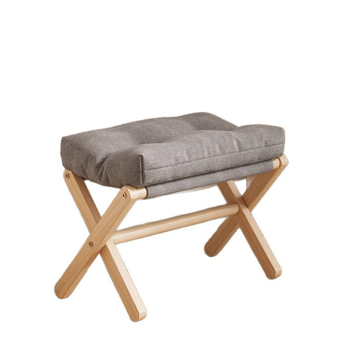 Modern Minimalist Rectangular Fabric Pine Solid Wood Foldable Kids Footstool For Living Room