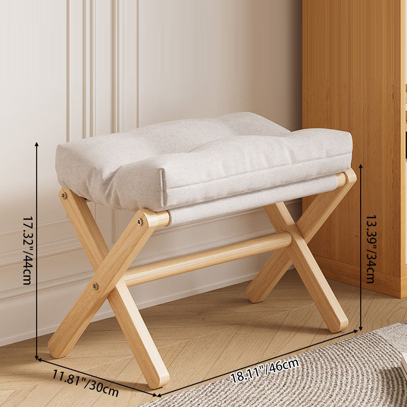 Modern Minimalist Rectangular Fabric Pine Solid Wood Foldable Kids Footstool For Living Room