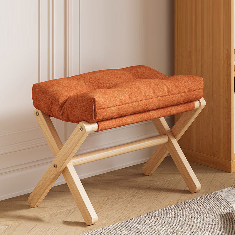 Modern Minimalist Rectangular Fabric Pine Solid Wood Foldable Kids Footstool For Living Room