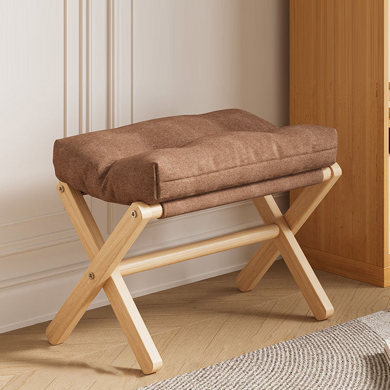 Modern Minimalist Rectangular Fabric Pine Solid Wood Foldable Kids Footstool For Living Room