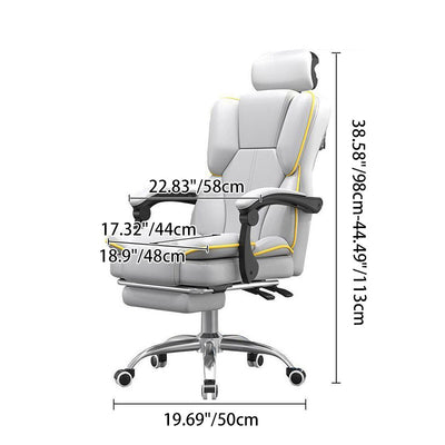 Contemporary Scandinavian Rectangular PU Leather Steel Height-Adjustable Swivel Backrest Armrest Gaming Chair For Bedroom