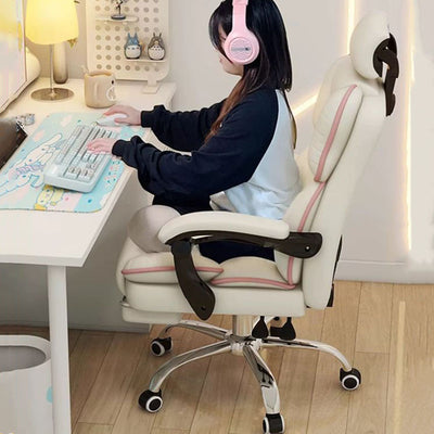 Contemporary Scandinavian Rectangular PU Leather Steel Height-Adjustable Swivel Backrest Armrest Gaming Chair For Bedroom