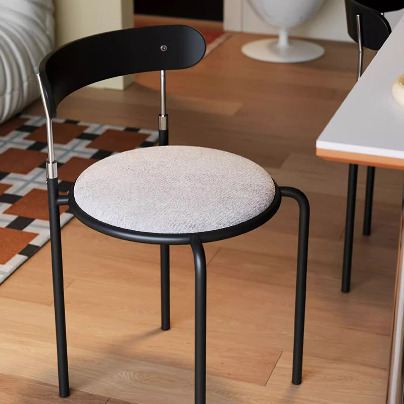 Traditioneller Vintage-Esszimmerstuhl aus quadratischem Sperrholz, Stoff und Eisen mit Rückenlehne für das Esszimmer 