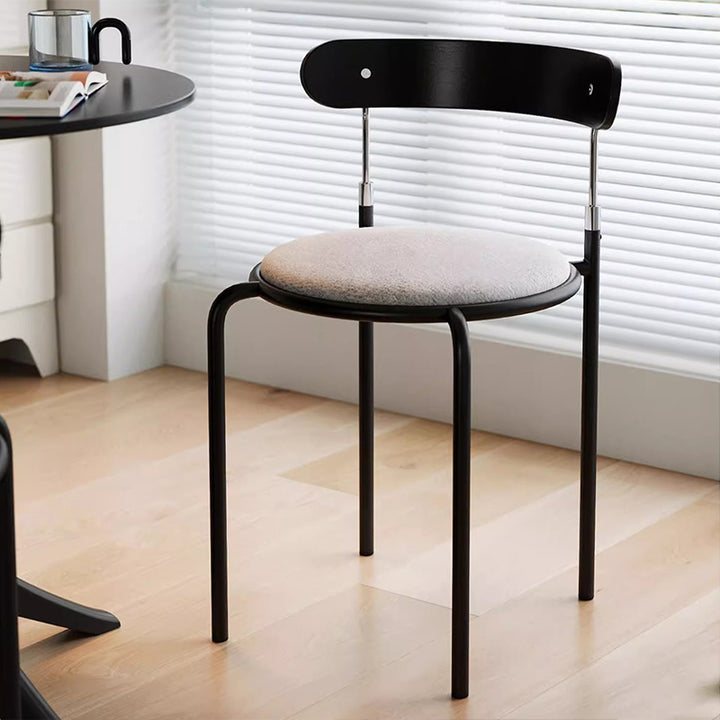 Traditional Vintage Square Plywood Fabric Iron Dining Chair With Backrest For Dining Room
